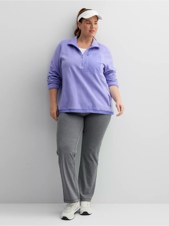 tek gear Tops - Tek Gear® Mixed Media Micro Fleece Popover Sweater Purple